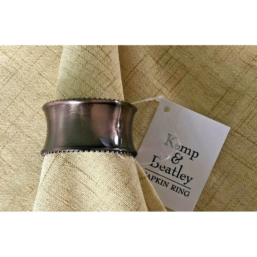 Kemp Beatley Napkin Rings Beaded Oil Rubbed Bronze Holiday Christmas Set Of 4